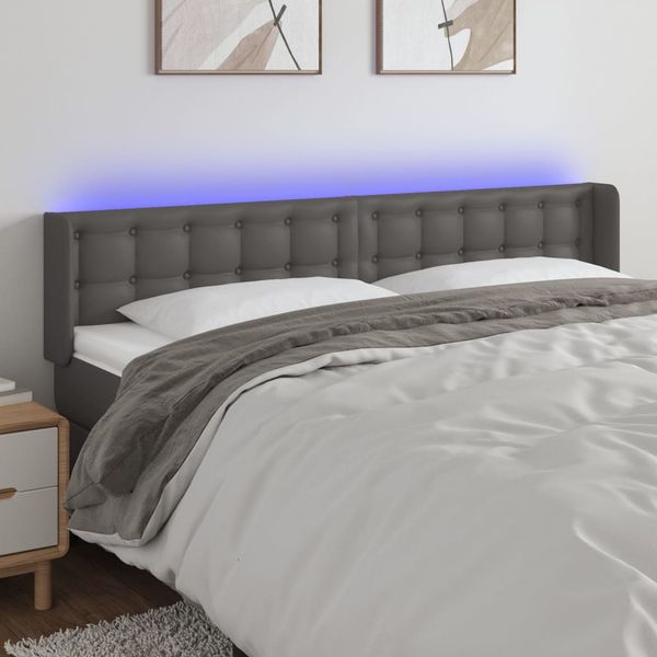 VidaXL Čelo postele sivé 183x16x78/88 cm umelá koža