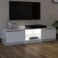 vidaXL TV skrinka s LED svetlami lesklá biela 140x40x36 cm