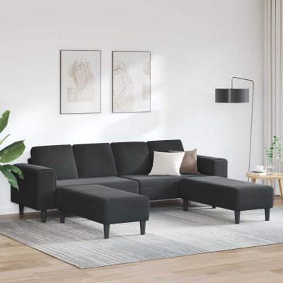 vidaXL Pohovka do obývačky 3 pcs Čierna 250 x 188 x 76 cm
