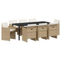 vidaXL Záhradný jedálenský set 9 ks Béžová polyratan