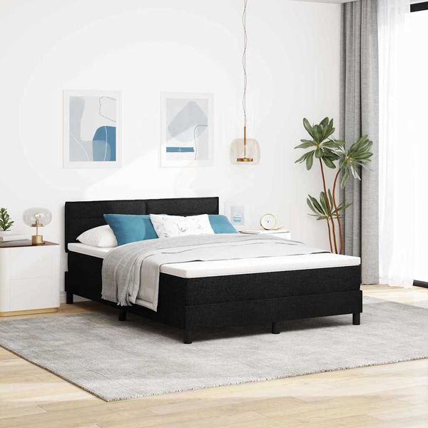 vidaXL Posteľ s pružinovým rámom s matracmi Čierna 140 x 200 cm látka