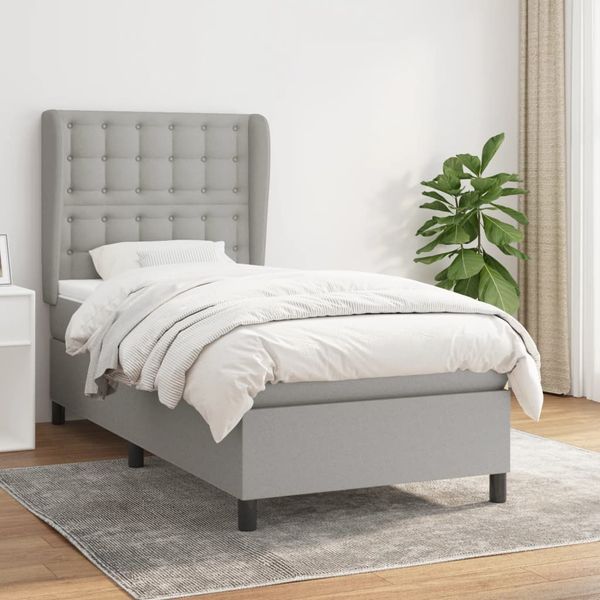 vidaXL Posteľný rám boxsping s matracom bledosivý 80x200 cm látka