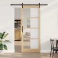 vidaXL Posuvné dvere 93 x 232 cm Masívne borovicové drevo a sklo