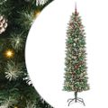 vidaXL Umelý chudý vianočný strom Zelená a biela 240 cm