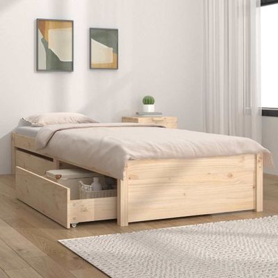 vidaXL Posteľný rám so zásuvkami 75x190 cm malé jednolôžko