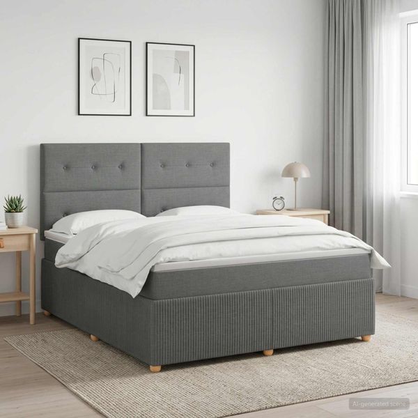 vidaXL LED boxspring posteľ s matracom Tmavosivá 140 x 190 cm Látka