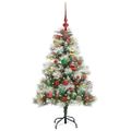vidaXL Umelý vianočný stromček Zelená a biela 120 cm PVC, kov a plast