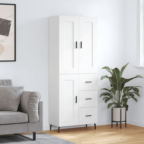 vidaXL Vysoká skrinka biela 69,5x34x180 cm spracované drevo