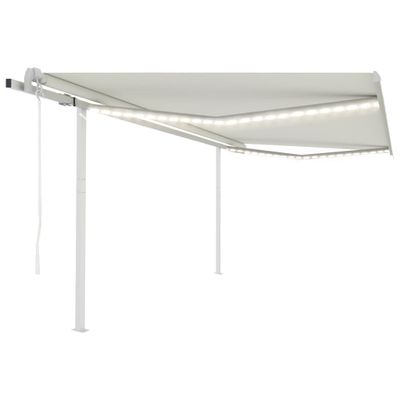 vidaXL Automatická markíza, LED a senzor vetra 4x3,5 m, krémová