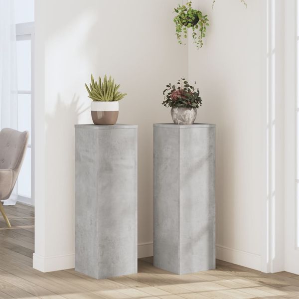 vidaXL Stojany na rastliny 2 ks betónovosivé 25x25x80 cm kompoz. drevo