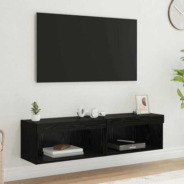 vidaXL Zostava TV skriniek s LED 2 pcs Čierny dub 60 x 30 x 30 cm