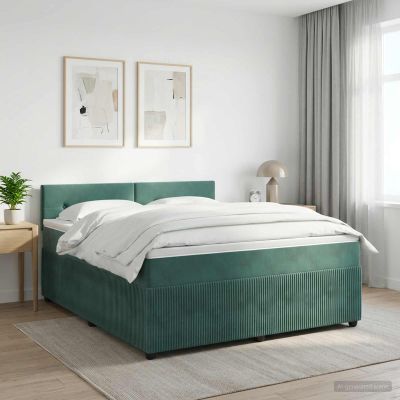 vidaXL Posteľ boxspring s matracom Tmavozelená 140 x 200 cm Zamat