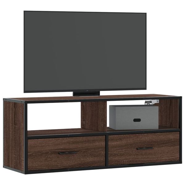vidaXL TV skrinka hnedý dub 100x31x39,5 cm kompozitné drevo a kov