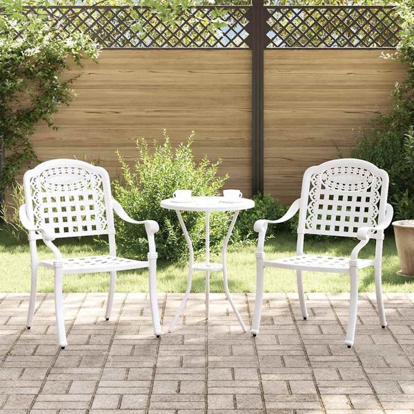 vidaXL Záhradná stolička 2 pcs Biela 55 x 56,5 x 91cm Hliník
