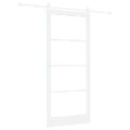 vidaXL Posuvné dvere 93 x 211 cm Masívne borovicové drevo a sklo Biela