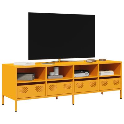 vidaXL TV skrinka horčicovožltá 135x39x43,5 cm oceľ