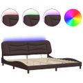 vidaXL Rám postele s LED bez matraca Hvar tmavohnedý 200x200 cm látka