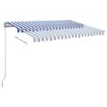 vidaXL Automatická markíza s LED a senzorom vetra 3,5x2,5m modro-biela