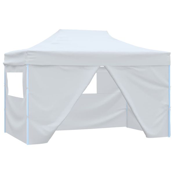 vidaXL Skladací párty stan so 4 stenami 3x4,5 m, biely