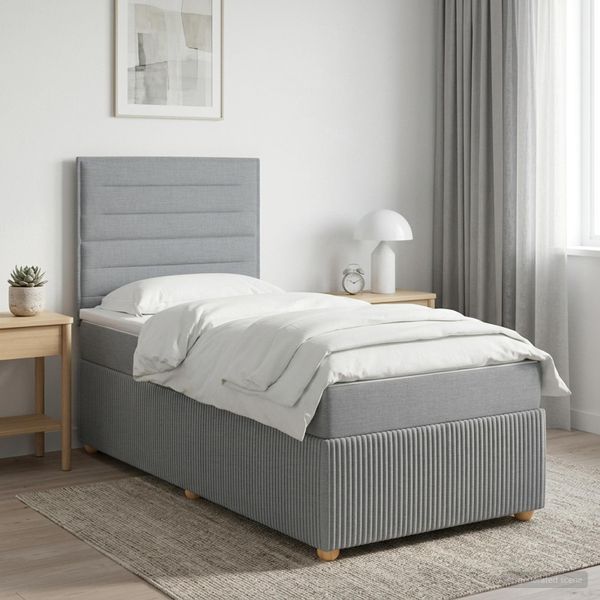 vidaXL LED boxspring posteľ s matracom Svetlosivá 80 x 200 cm Látka