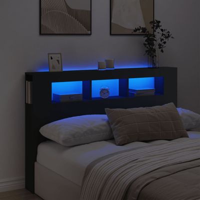vidaXL Čelo s LED čierne 160x18,5x103,5 cm kompozitné drevo