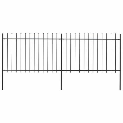 vidaXL Záhradný plot s vrchnou časťou z ocele 337x120 cm čierny