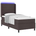 vidaXL LED box s pružinami s matracmi Tmavohnedá 90 x 190 cm látka