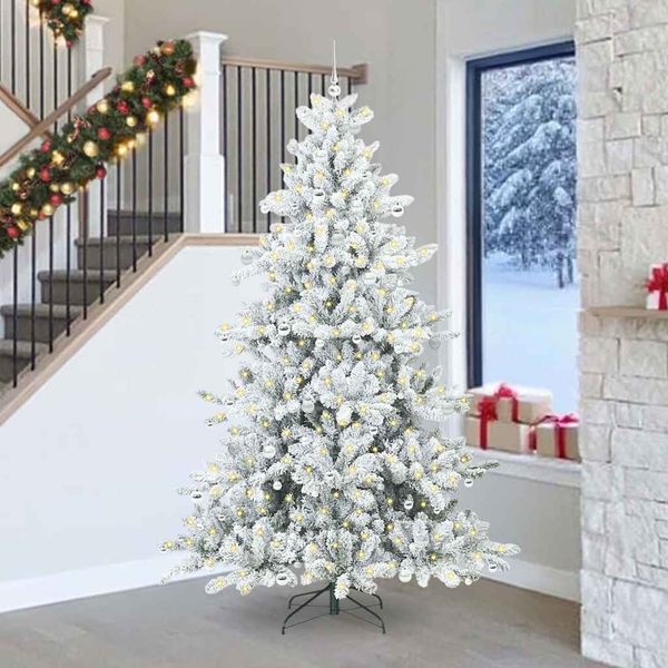 vidaXL Umelý Sklápací Vianočný Stromček Biela 240 cm PVC a oceľ