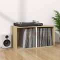 vidaXL Úložný box na vinyly, biela+sonoma 71x34x36cm, kompozitné drevo