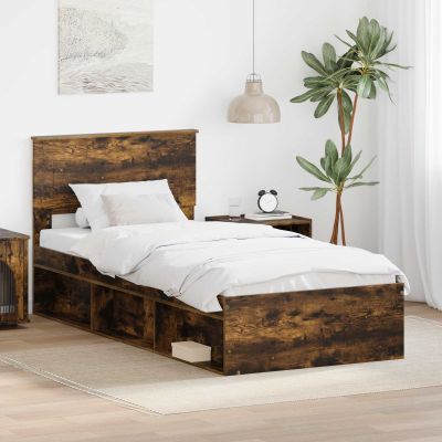 vidaXL Rám postele Dymová dub 75 x 190 cm Kompozitné drevo