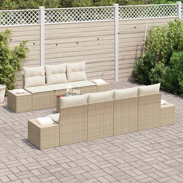 vidaXL Súprava záhradných pohoviek 8 pcs Béžová a krémová polyratan