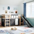 vidaXL Detská vyvýšená posteľ závesy bielo-čierna 90x190 cm borovica
