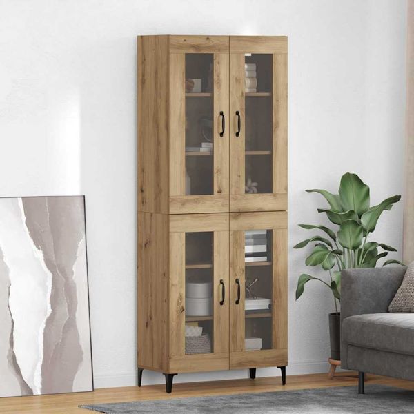 vidaXL Highboard Remeselný dub 69,5 x 34 x 180 cm Kompozitné drevo