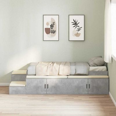 vidaXL Rám postele s úložným prostorem Betónová šedá 90 cm