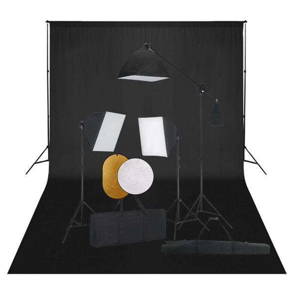 vidaXL Fotografické vybavenie so softboxami, pozadím a reflektorom