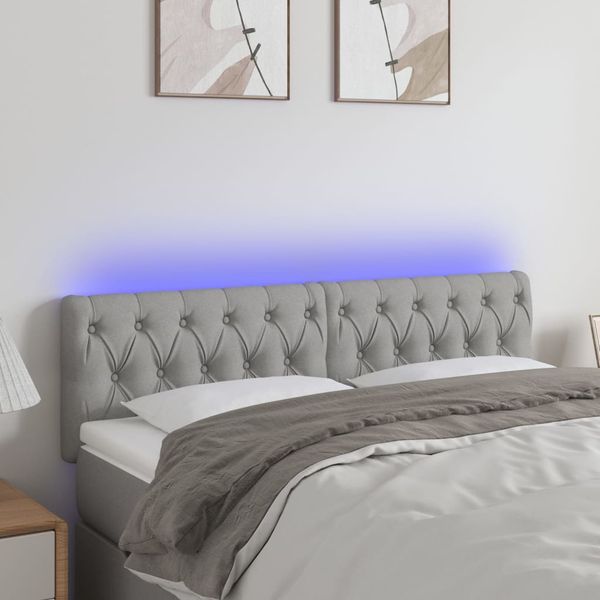 vidaXL Čelo postele s LED bledosivé 160x7x78/88 cm látka