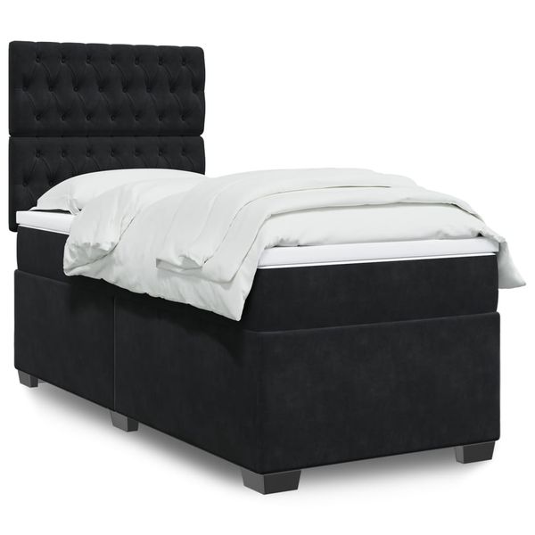 vidaXL Posteľný rám boxspring s matracom čierny 90x190 cm zamat