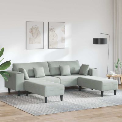 vidaXL Pohovka 3 pcs Svetlosivá 250 x 188 x 76 cm Zamat