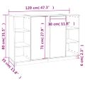 vidaXL Komoda sivá 120x35x80 cm borovicový masív