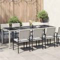 vidaXL Záhradný stôl biely 250x100x75 cm polyratan a tvrdené sklo
