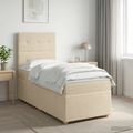 vidaXL Posteľ boxspring s matracom Krémová 90 x 190 cm Látka