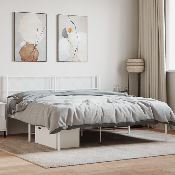 vidaXL Kovový rám postele s čelom biely 140x200 cm