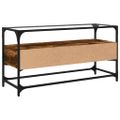 vidaXL TV skrinka sklenená doska dymový dub 98x35x51 cm kompoz. drevo