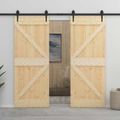 vidaXL Posuvné dvere 80 x 210 cm Borovicový masív Prírodná a čierna