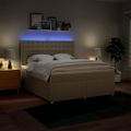 vidaXL Posteľný rám boxspring s matracom krémový 180x200 cm látka