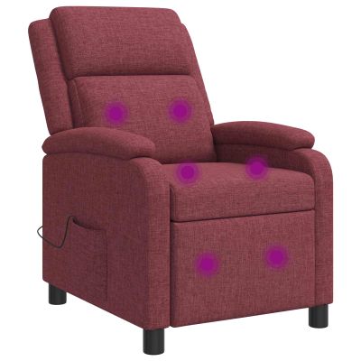 vidaXL Masážne relaxačné kreslo Víno červené Látka