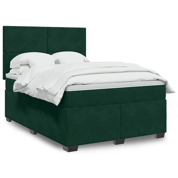 vidaXL Posteľný rám boxsping s matracom tmavozelený 160x200 cm zamat