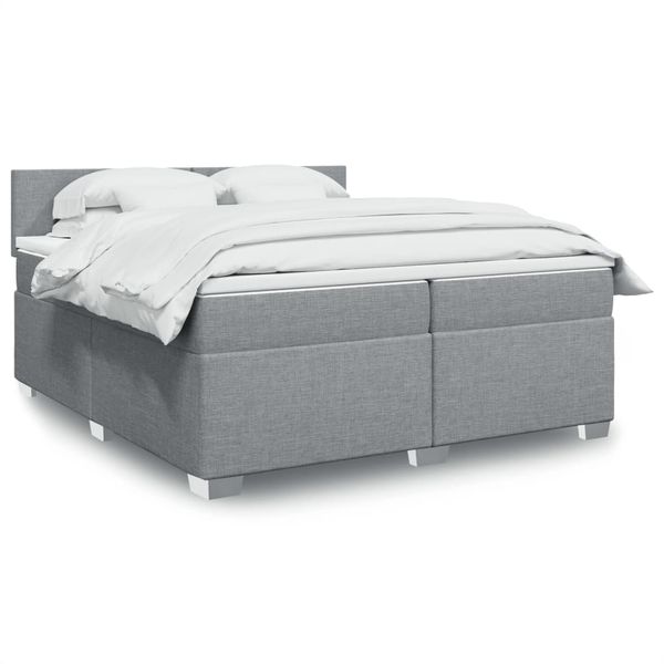 vidaXL Posteľný rám boxsping s matracom bledosivý 200x200 cm látka