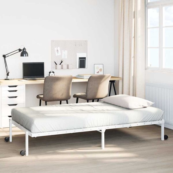 VidaXL Rám postele bez matraca Skladací Biela 75x190 cm Oceľ