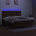 vidaXL Posteľ boxsping s matracom a LED tmavohnedá 200x200 cm látka